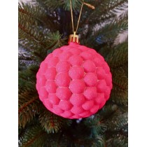 Новорічна куля в блискітках "Бульбашка" рожева Ø80мм, ціна за набір 4шт